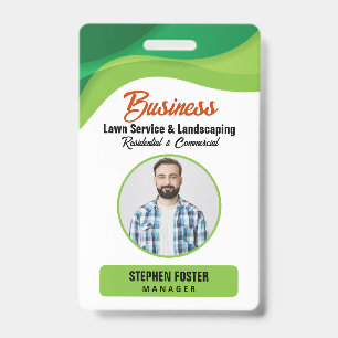 Green & Orange Lawncare Landscaping & Lawn Service ID Badge