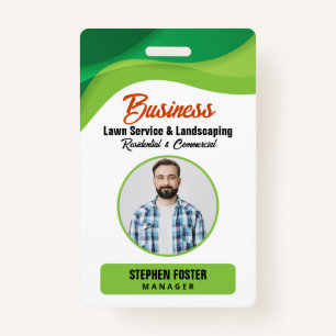 Green & Orange Lawncare Landscaping & Lawn Service ID Badge