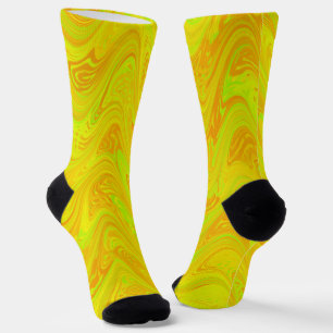 Green Orange Marbling Pattern Socks