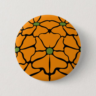 Green & Orange Modern Abstract Floral 6 Cm Round Badge