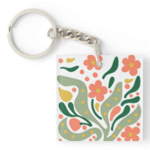 Green & Orange Modern Abstract Floral