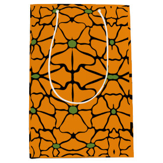 Green & Orange Modern Abstract Floral Medium Gift Bag