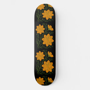 Green & Orange Modern Abstract Floral Skateboard
