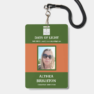 Green Orange Photo Custom Event Badge ID Badge