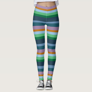Green, Orange, Pink & Blue Stripes Leggings