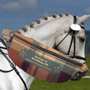 Green Orange Plaid Horse Show Mane Tail Braiding Bum Bags