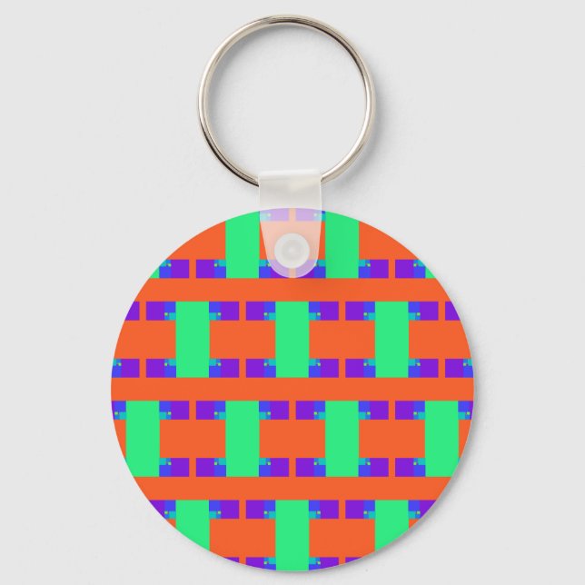 green orange purple abstract art pattern   key ring (Front)