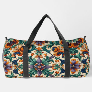 Green Orange Purple Portuguese Azulejos Tiles Art Duffle Bag