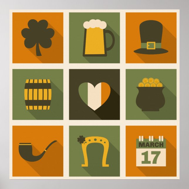 Green & Orange Retro St. Patrick's Day Collage Poster (Front)