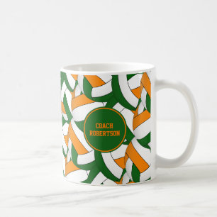 green orange school colours volleyball coach gift coffee mug