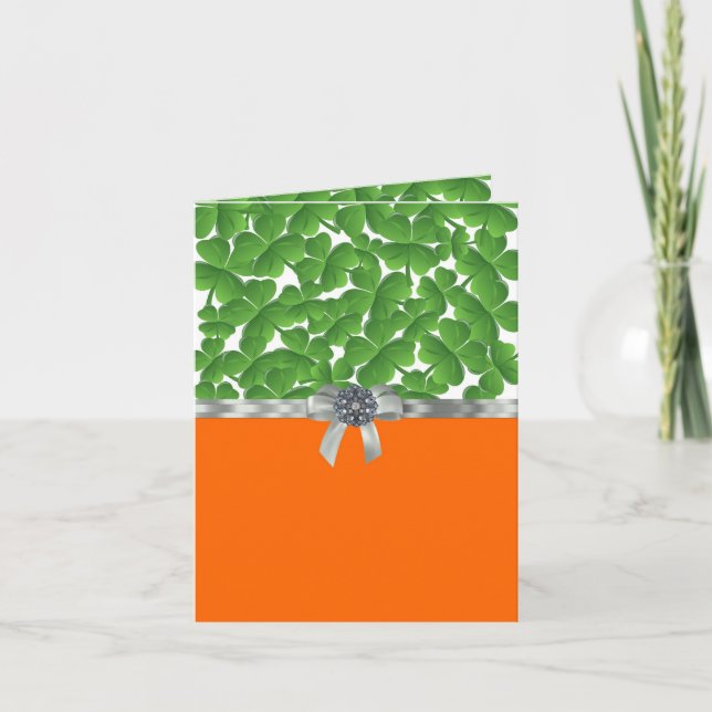 Green & orange shamrock pattern card (Front)