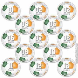 green orange soccer team colors gifts set of 13