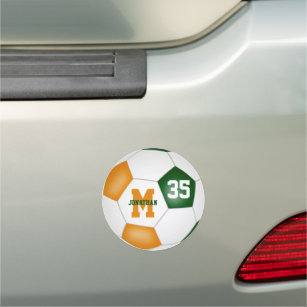 green orange soccer team spirit gifts 5 inch car magnet