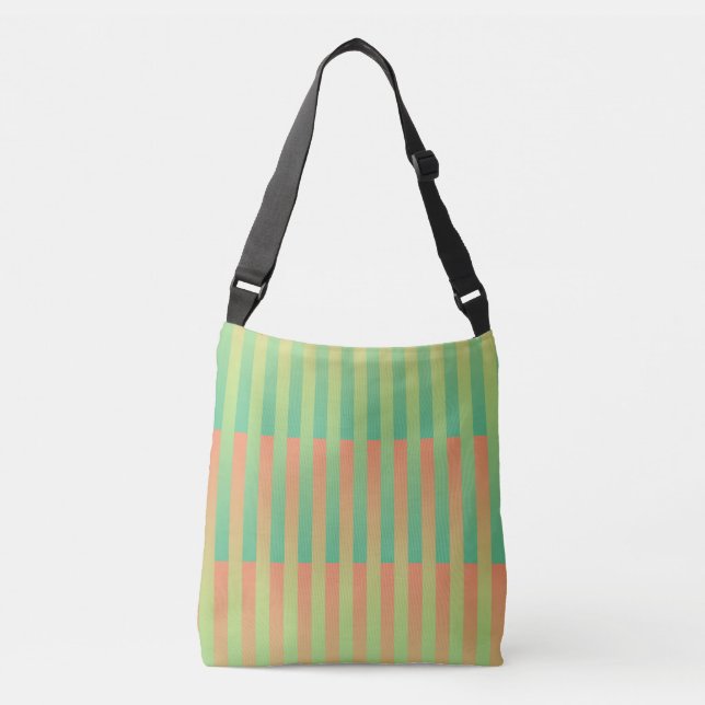 Green Orange Striped Pattern Crossbody Bag (Front)