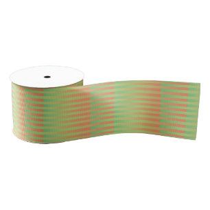 Green Orange Striped Pattern Grosgrain Ribbon