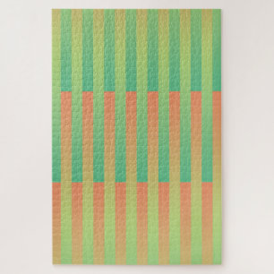 Green Orange Striped Pattern Jigsaw Puzzle