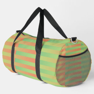 Green Orange Striped Pattern Large Duffle Bag