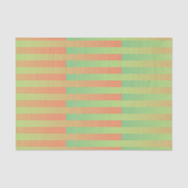 Green Orange Striped Pattern Tissue Paper (Front)