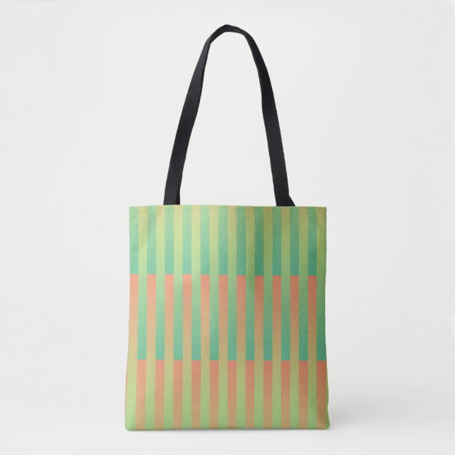 Green Orange Striped Pattern Tote Bag (Front)
