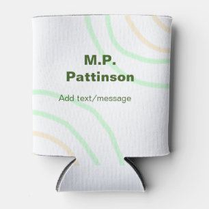 Green orange stripes add name text message simple can cooler