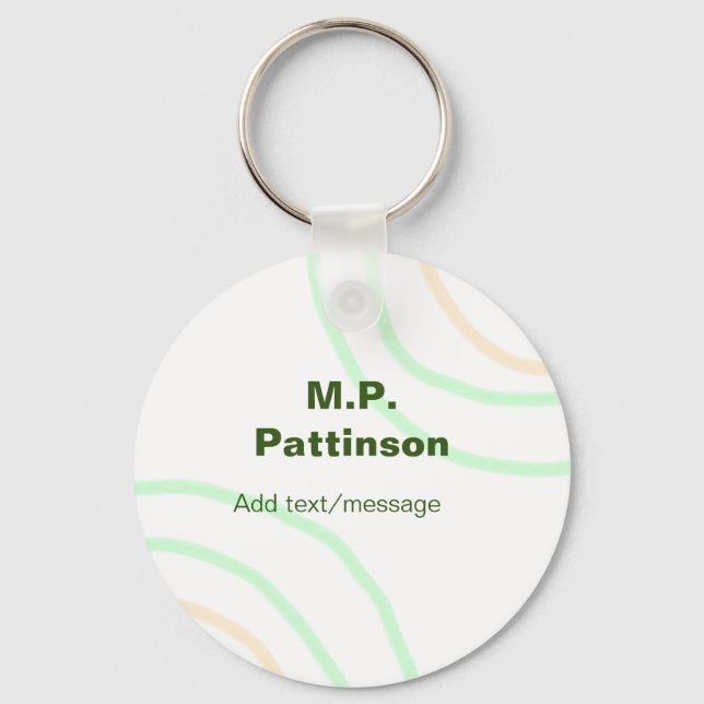 Green orange stripes add name text message simple  key ring (Front)