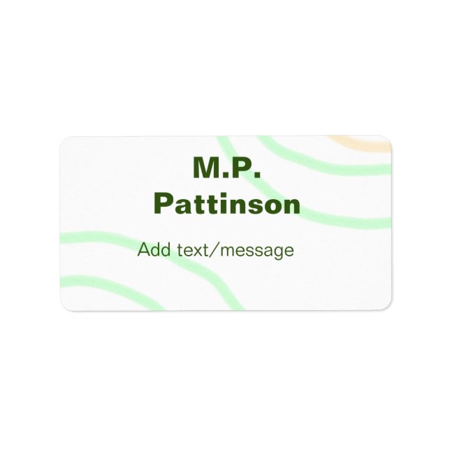 Green orange stripes add name text message simple  label (Front)
