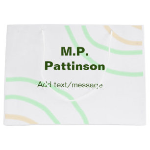 Green orange stripes add name text message simple  large gift bag