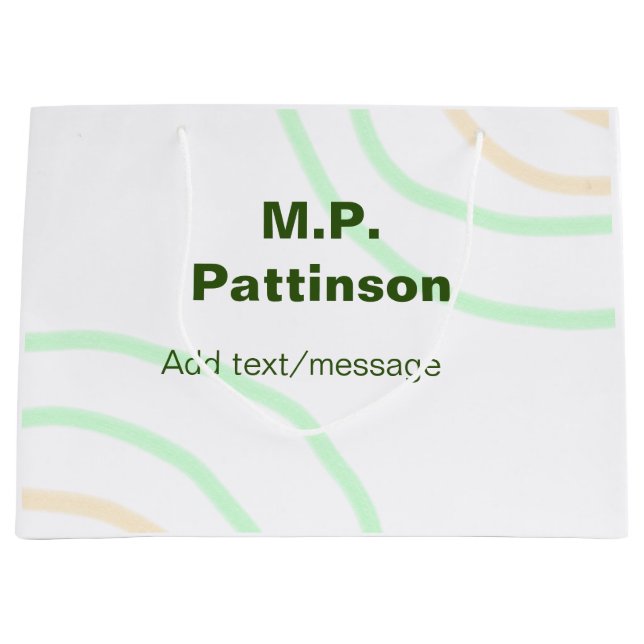 Green orange stripes add name text message simple  large gift bag (Front)