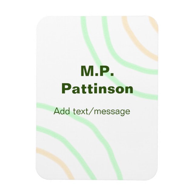 Green orange stripes add name text message simple  magnet (Vertical)