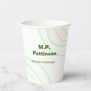 Green orange stripes add name text message simple paper cups