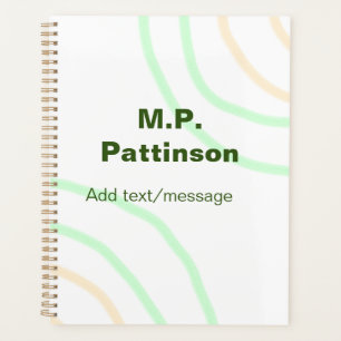 Green orange stripes add name text message simple planner