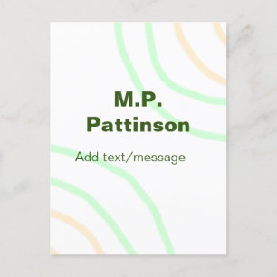 Green orange stripes add name text message simple postcard