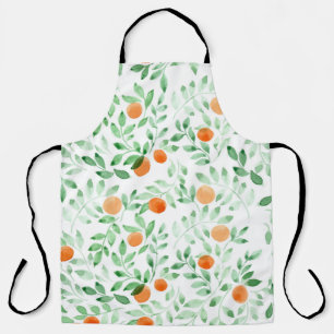Green Orange Tangerine Provence Watercolor Apron
