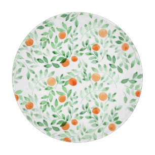 Green Orange Tangerine Provence Watercolor Cutting Board