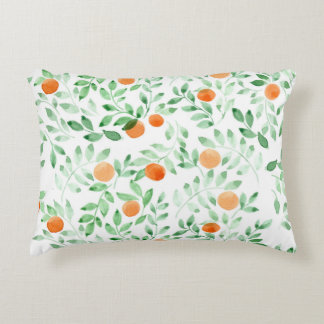 Green Orange Tangerine Provence Watercolor Decorative Cushion