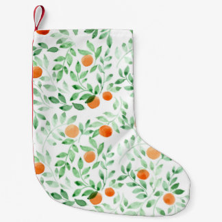 Green Orange Tangerine Provence Watercolor Small Christmas Stocking