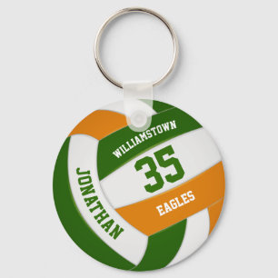 green orange team colours boys girls volleyball key ring
