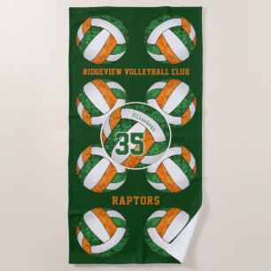 green orange team colours gifts girly volleyballs beach towel