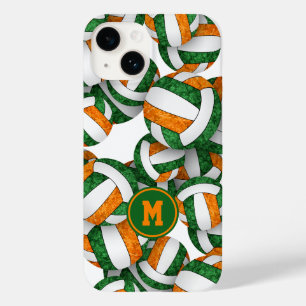 Green orange team colours girly volleyballs Case-Mate iPhone 14 case