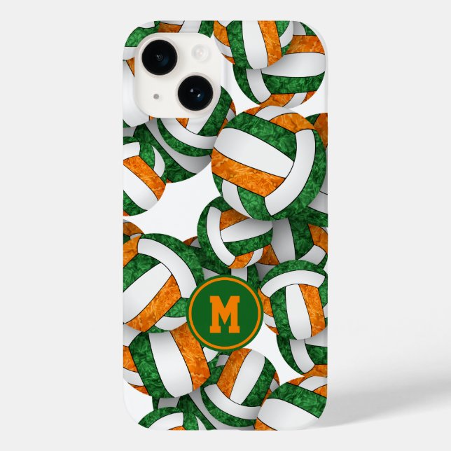 Green orange team colours girly volleyballs Case-Mate iPhone case (Back)