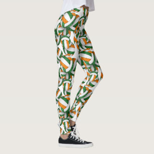 Green orange team colours girly volleyballs patter leggings