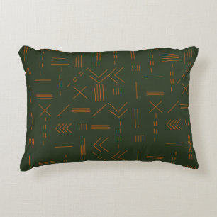 Green orange Terracotta Gorgeous Geometric Pattern Decorative Cushion