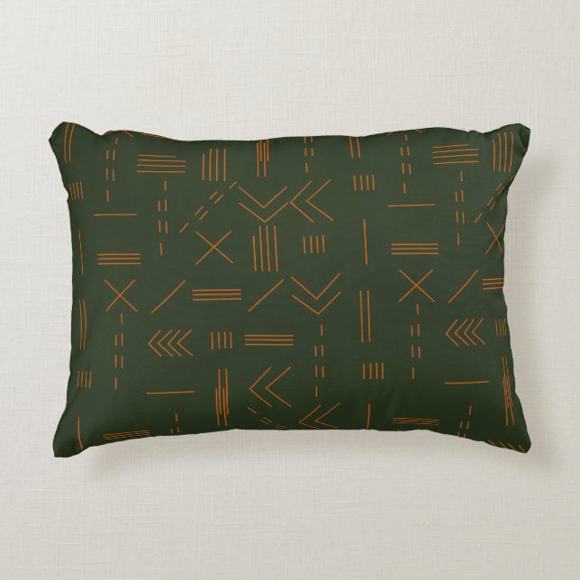Green orange Terracotta Gorgeous Geometric Pattern Decorative Cushion (Front)