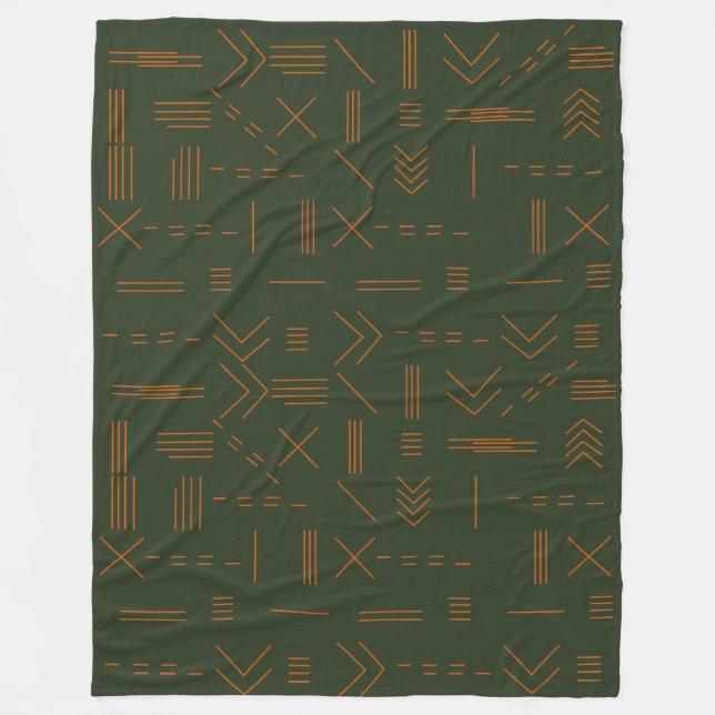 Green orange Terracotta Gorgeous Geometric Pattern Fleece Blanket