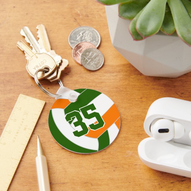 Green orange volleyball team colours key ring (Desk)