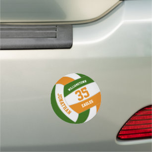 green orange volleyball team spirit gym locker or car magnet