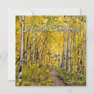 Green Orange Yellow Ecrue Autumn Aspen Trees Holiday Card