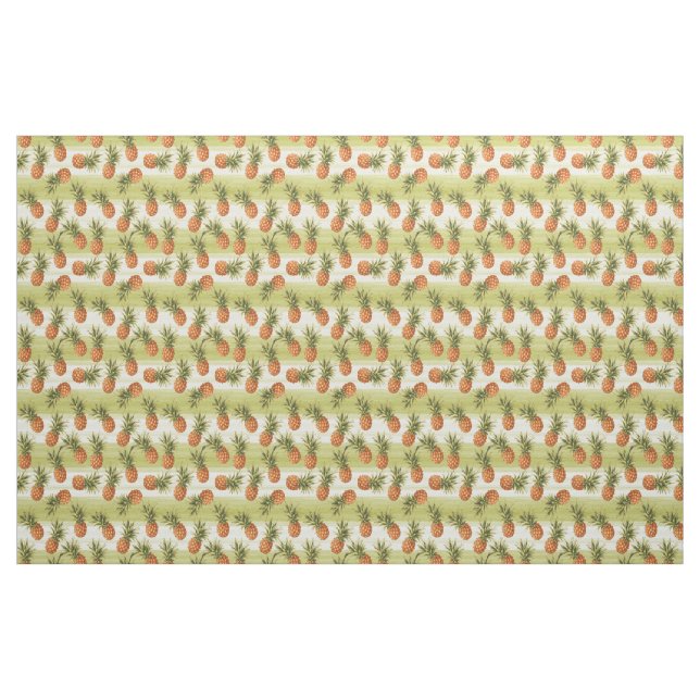 Green Orange Yellow Pineapple Fruit Summer Pattern Fabric (Fat Quarter)