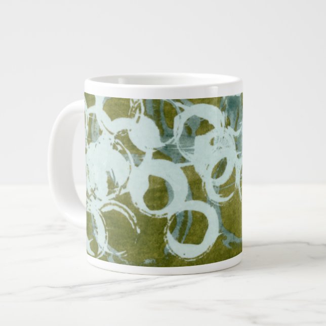 Green Orbs I Large Coffee Mug (Front Left)