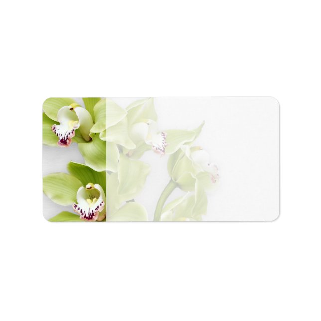 Green Orchid Blank Wedding Address Labels (Front)